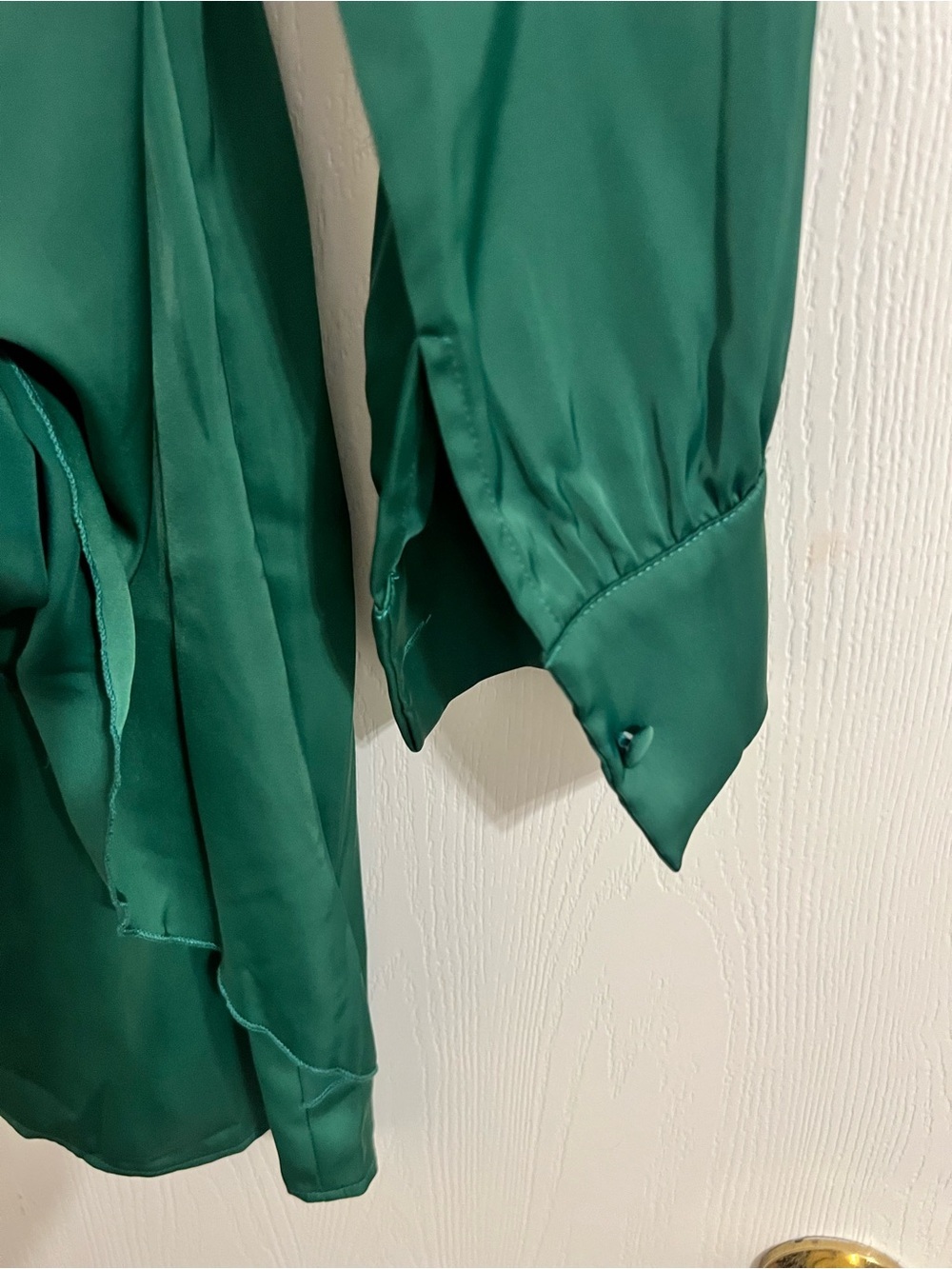 Emerald Green Tie-Waist Long Sleeve Dress - Picture 4 of 5